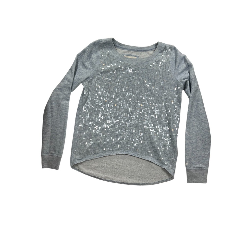 Abercrombie Fitch Girls Gray Sequin Embellished Long Sleeve Sweatshirt Top M